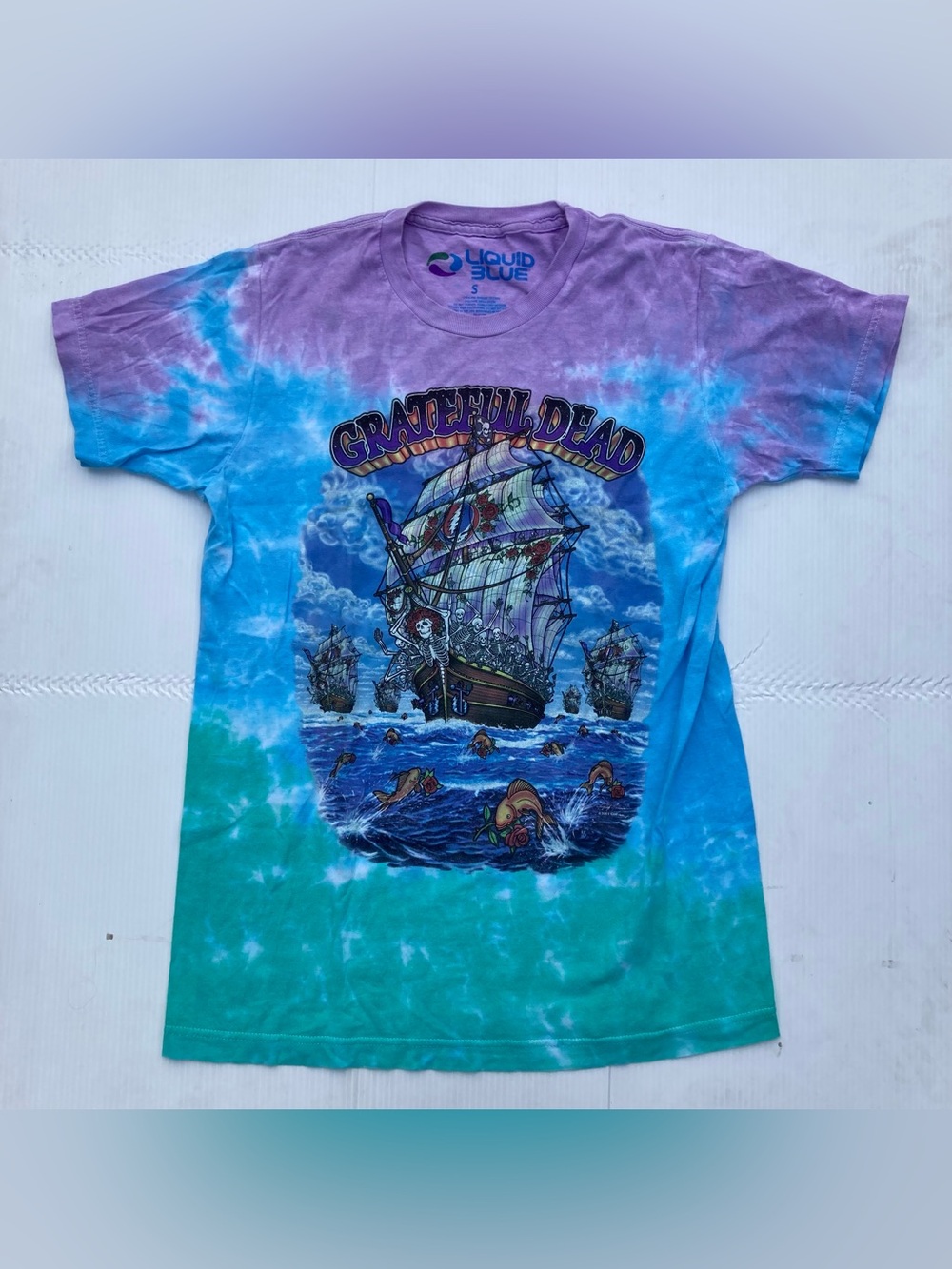 Liquid Blue Men's Grateful Dead Ship Of Fools Tie Dye T-Shirt Size Small